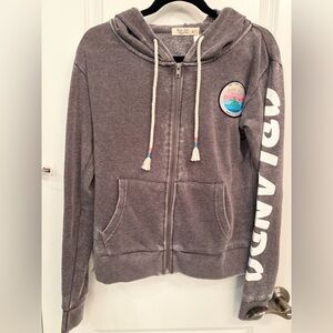 Ron-Jon distressed Gray Zip-Up Hoodie